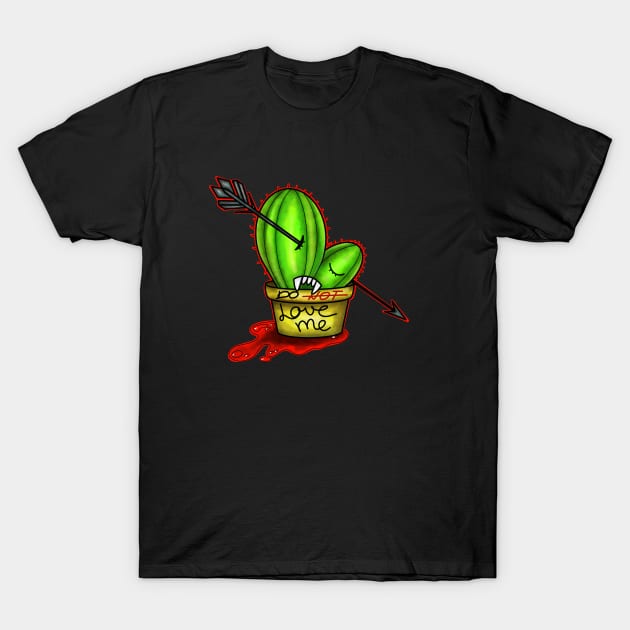 Do NOT LOVE ME CACTUS Love Colored Line Art T-Shirt by Print Art Station
